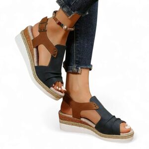 New Women's Espadrille Wedge Sandals, Size EU 41 (US 10.5), Peep Toe Slingback